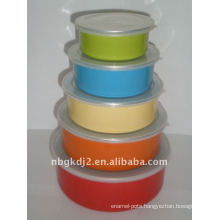 5pcs enamel storage bowl sets with cover